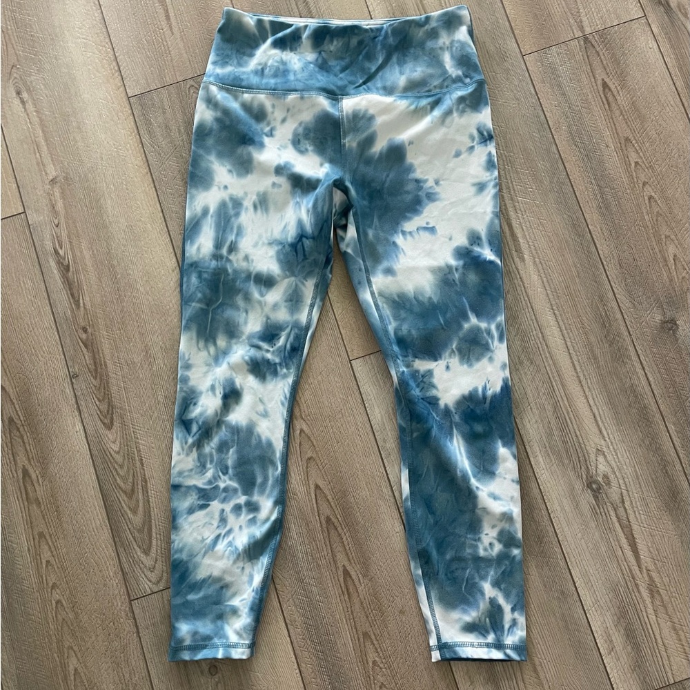RBX Blue and White Tie-Dye Leggings High Waist Athletic Wear